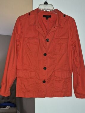 Talbots Bright Orange Button-Front Utility Jacket